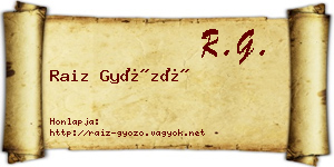 Raiz Győző névjegykártya